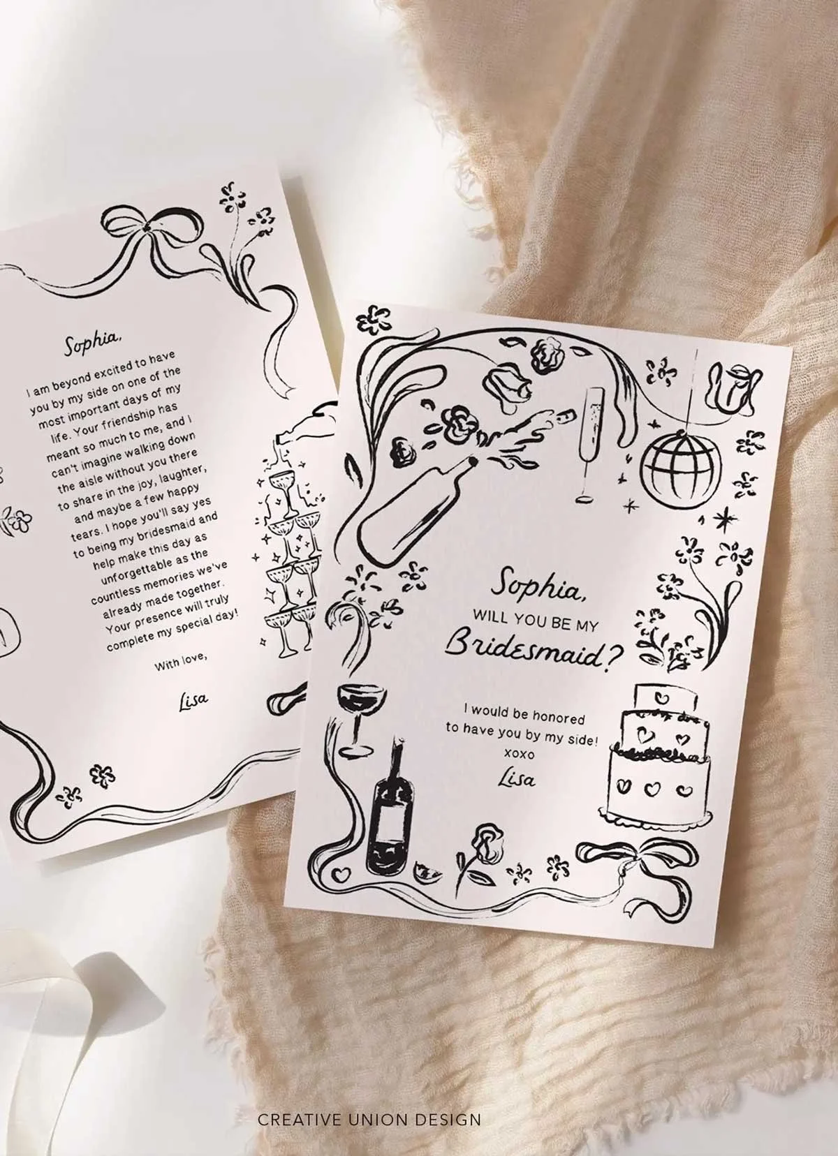 Hand Drawn Bridesmaid Card