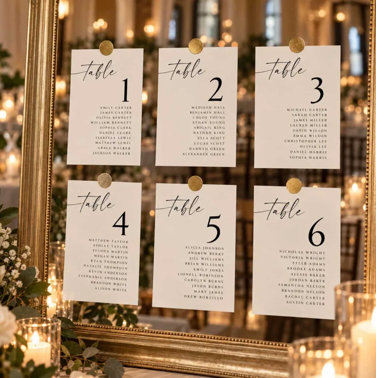 Wedding Seating Chart Table Numbers 5x7