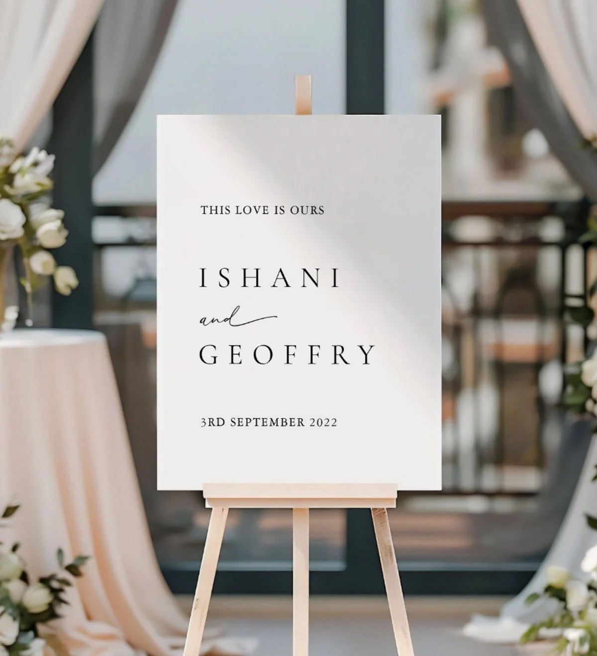 Light Ivory Modern Minimal Wedding Welcome Sign