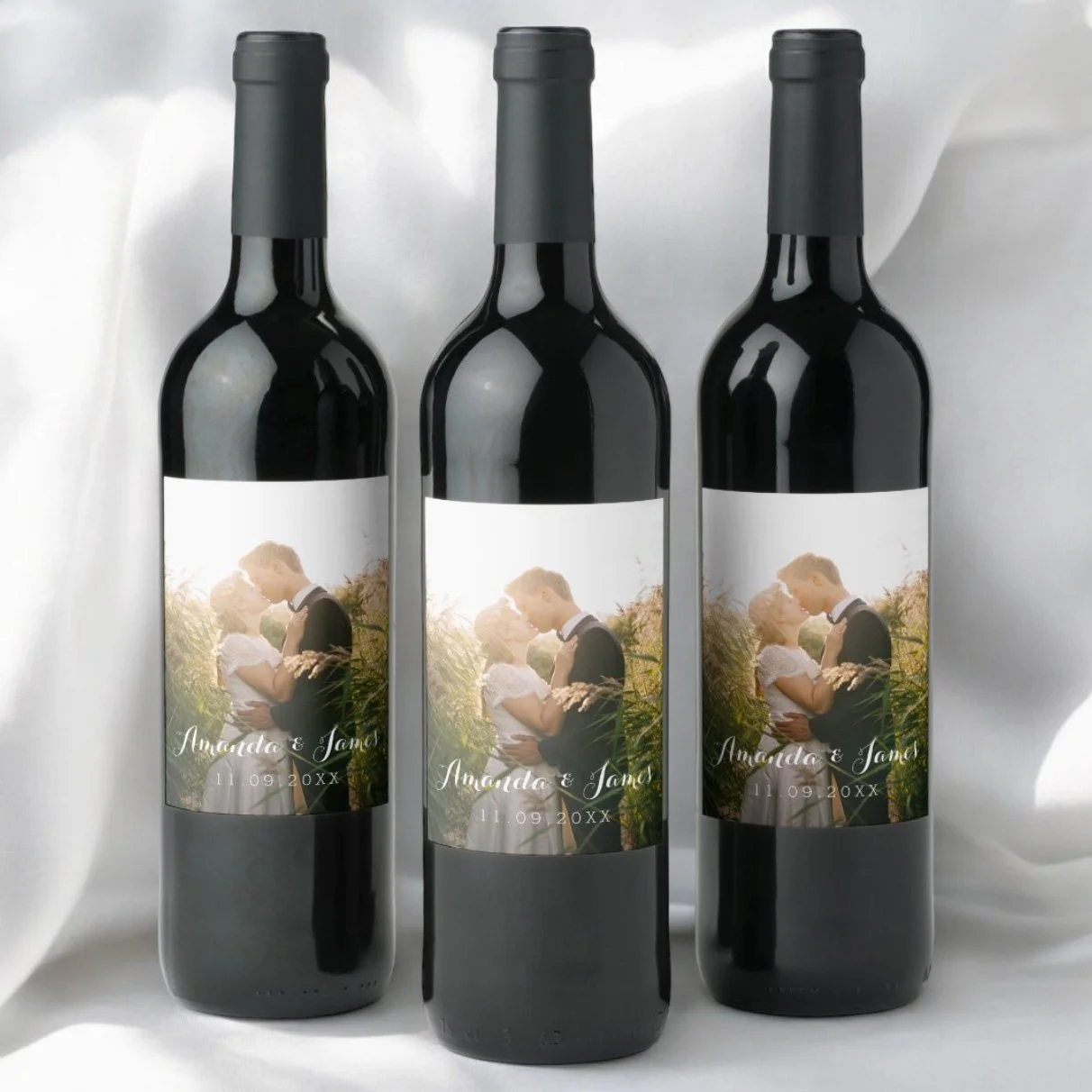 Simple Wedding Photo Wine Label