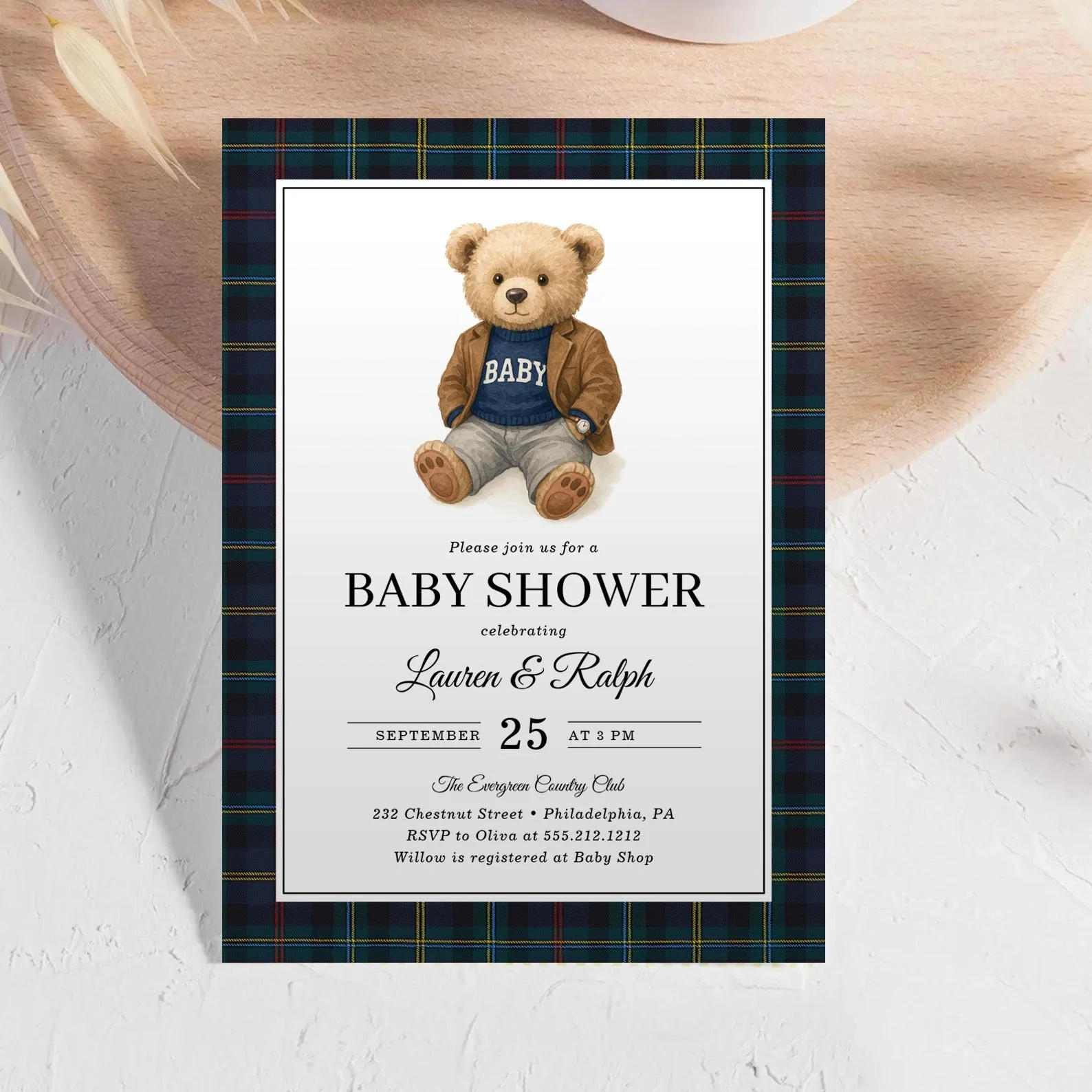 14 Plaid Polo Bear Baby Shower Ideas / Polo Ralph Lauren Themed Teddy ...