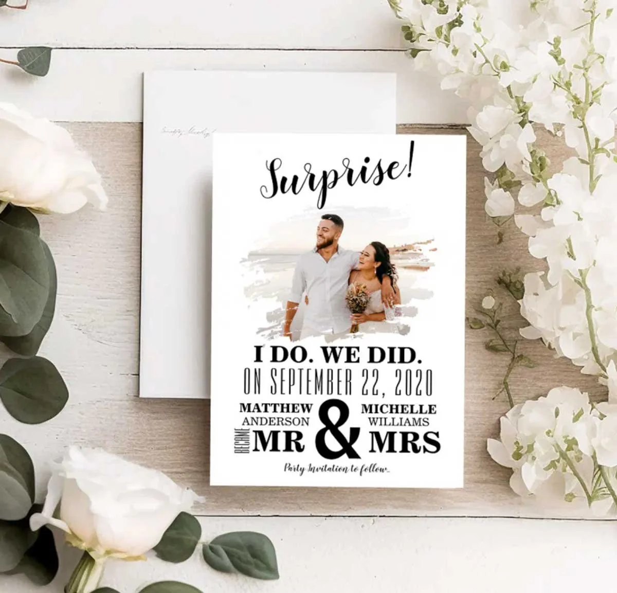 Minimal Photo I Do We Did Elopement Announcement