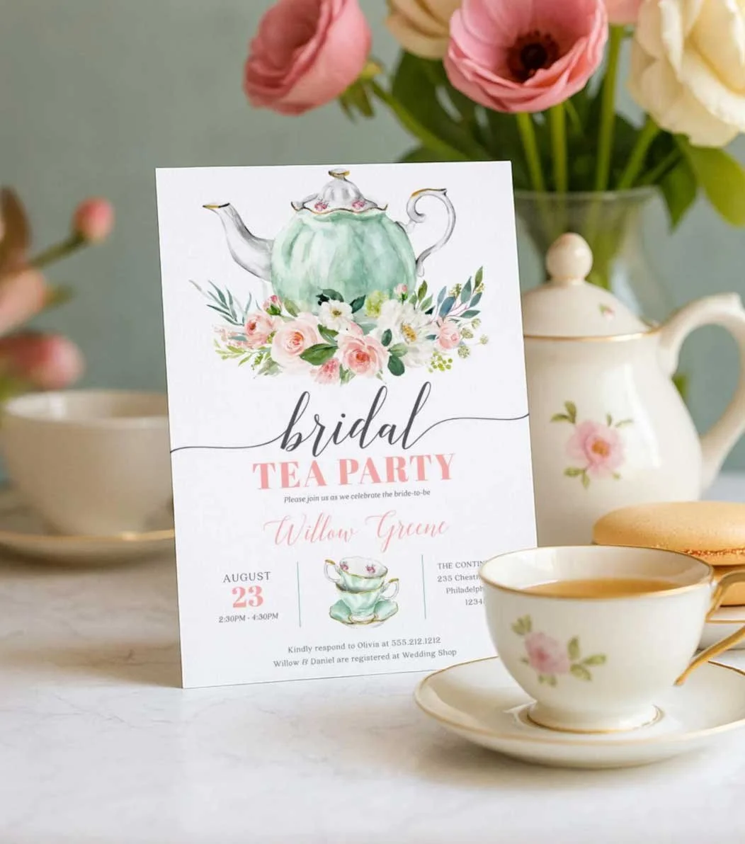 Bridal shwoer tea party invitation