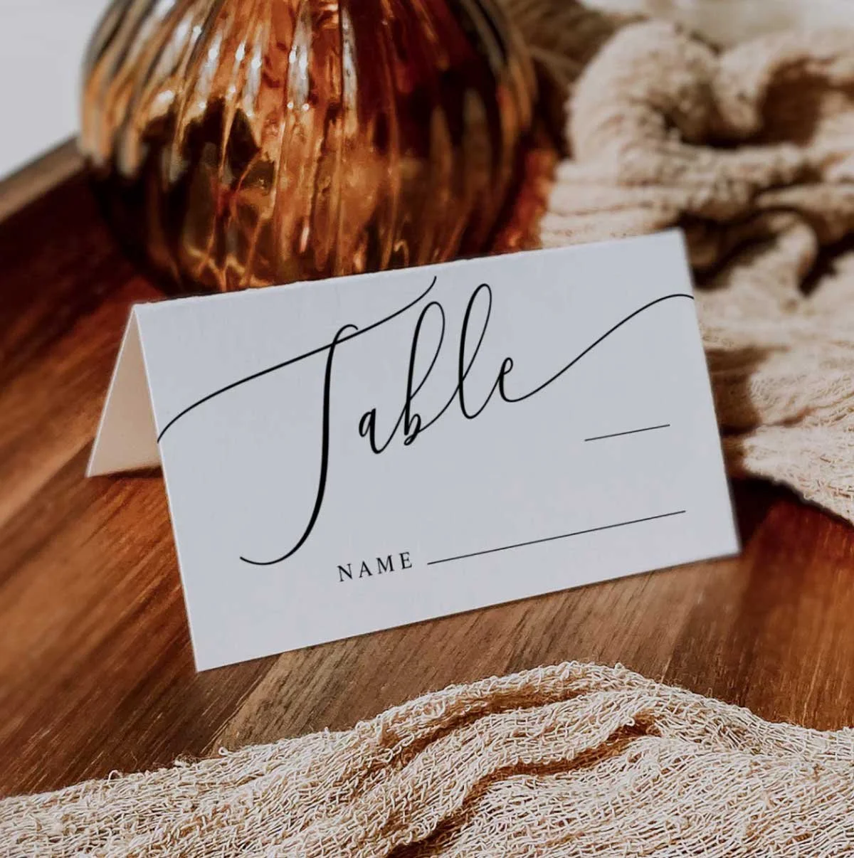 Minimal Wedding Table Number Place Card