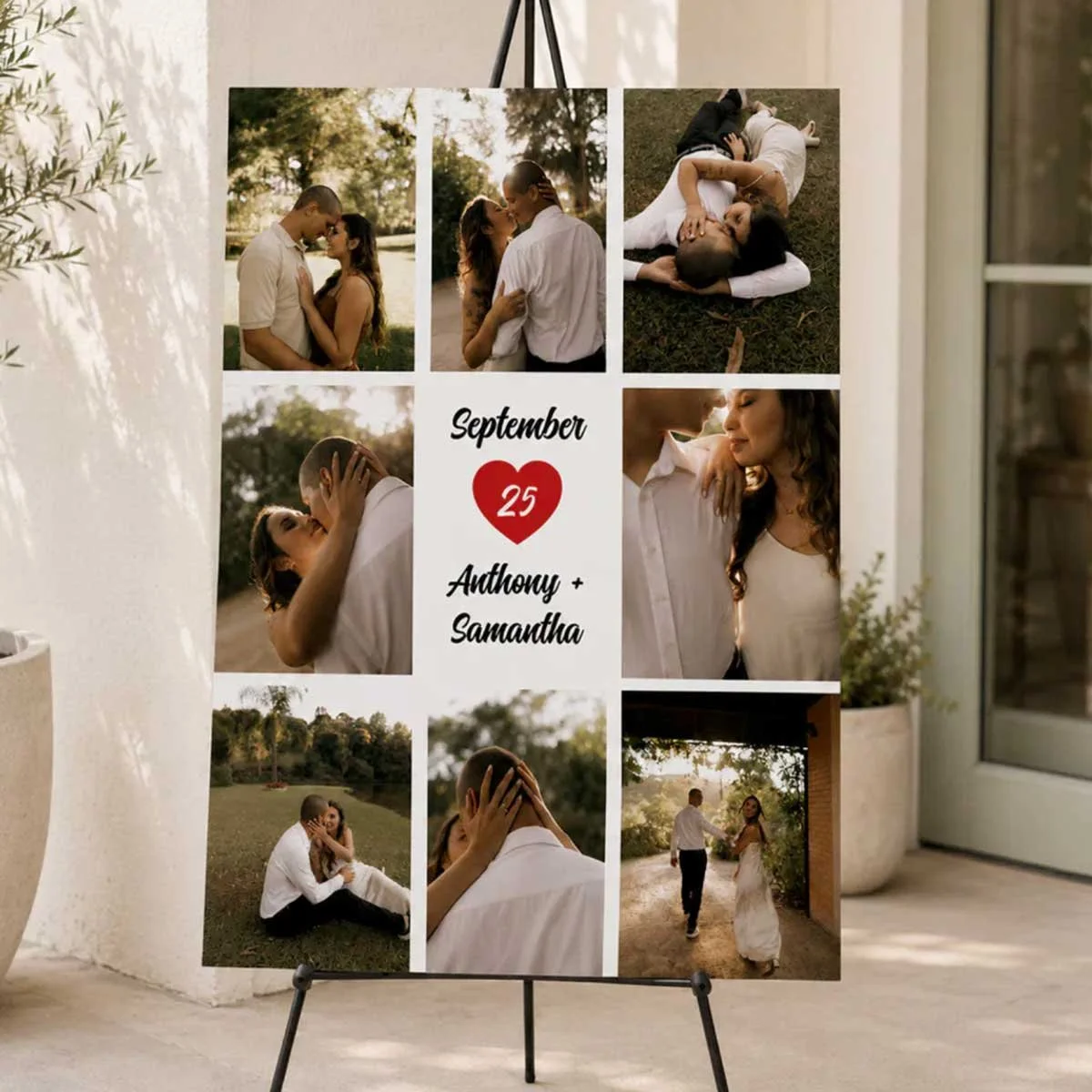 Engagement Party Welcome Sign with Photo Collage