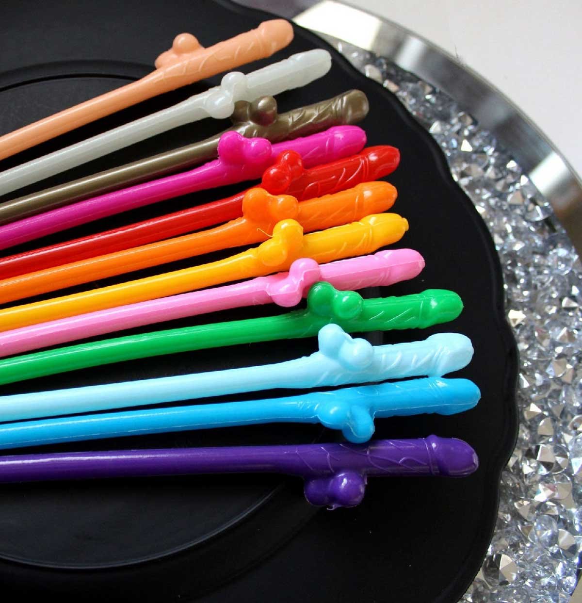 Rainbow Glowing Naughty Straws