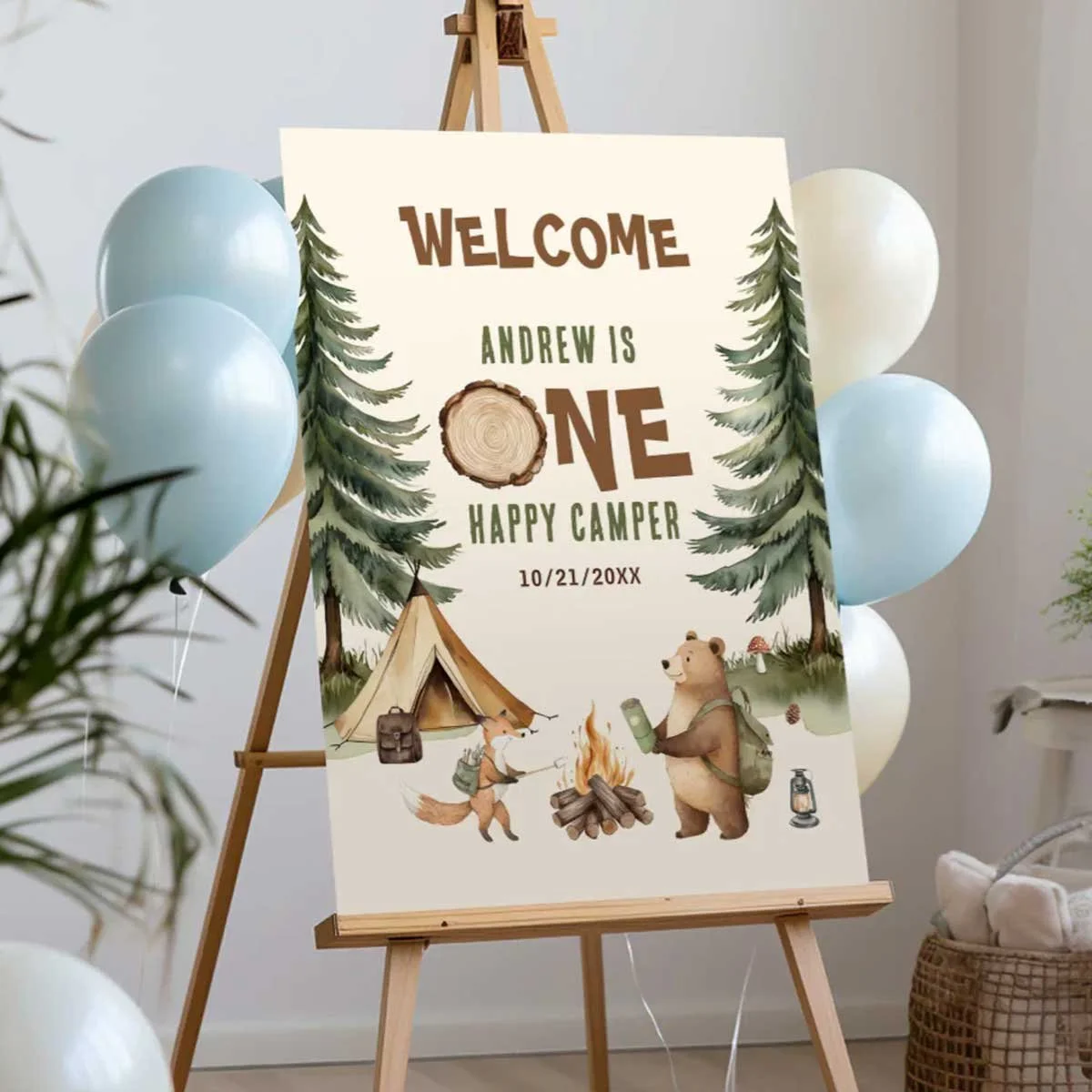 One Happy Camper Birthday Welcome Sign