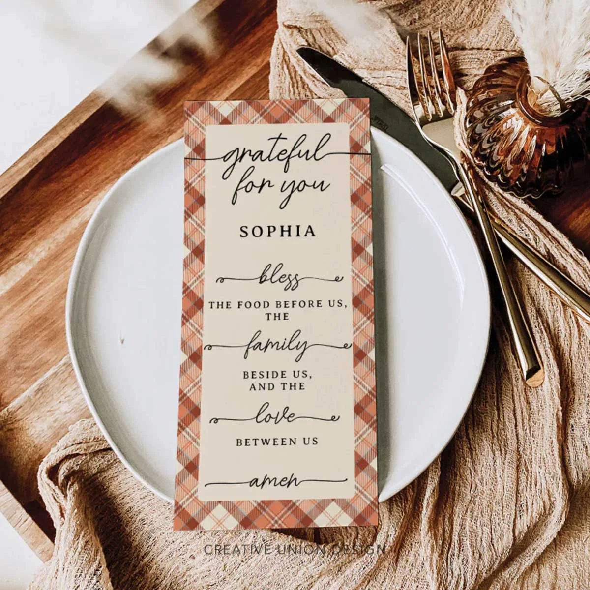 Double Sided Thanksgiving Menu & Place Card