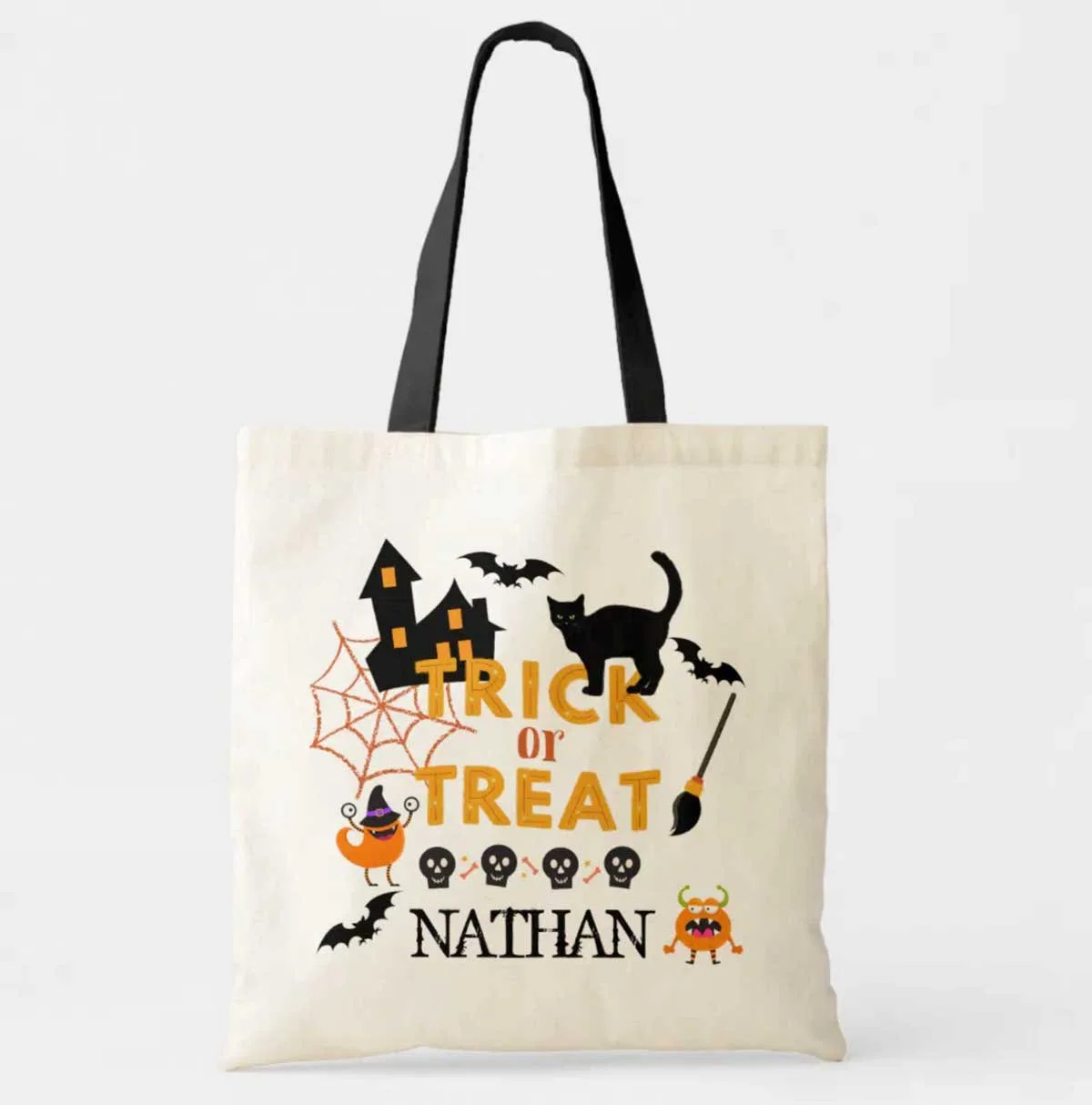 Kids Personalised Halloween Trick or Treat Tote Bag
