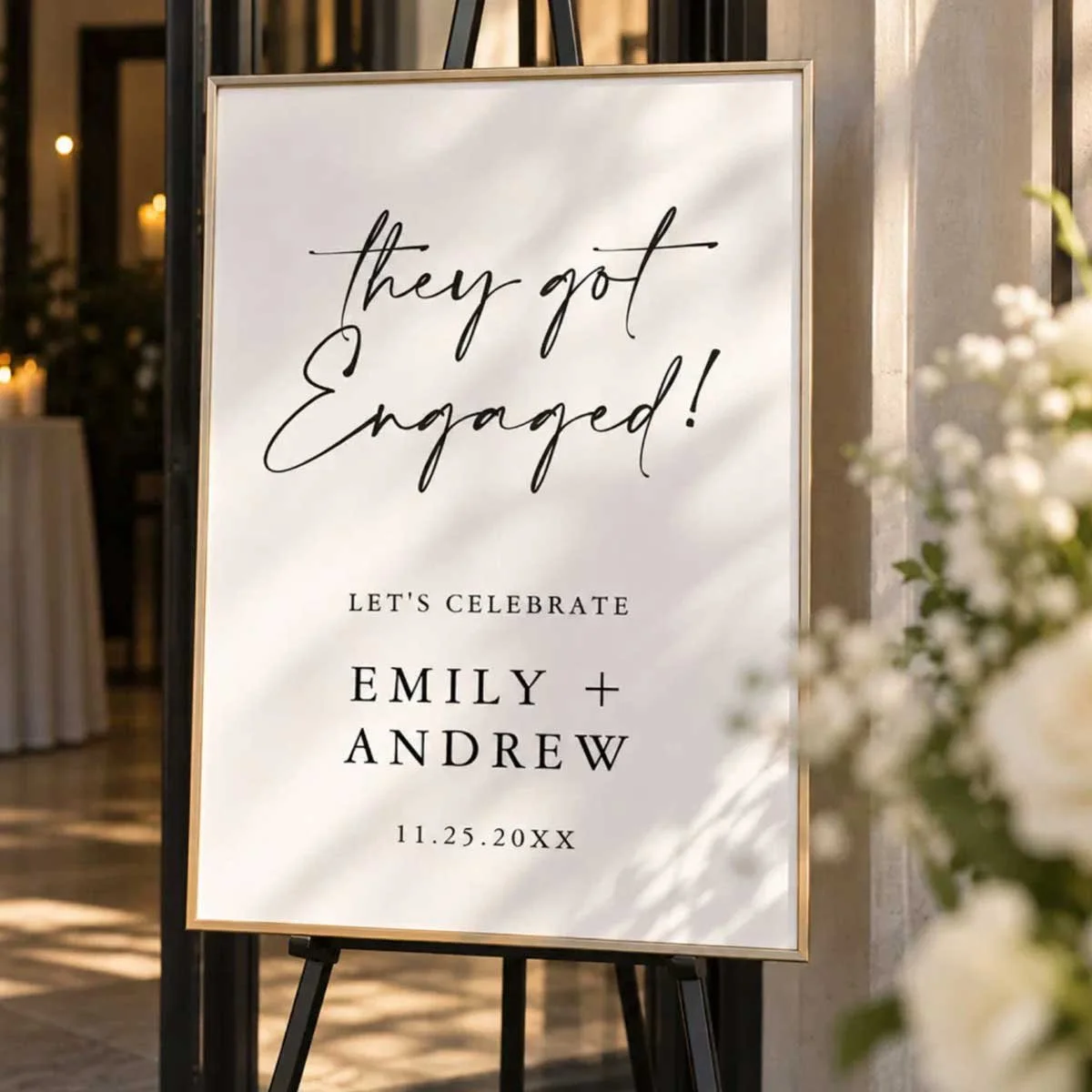 They got Engaged! Engagement Party Welcome Poster