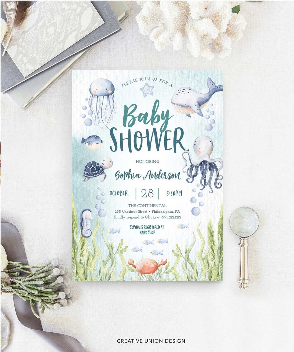 Under The Sea Baby Shower Theme Ideas Ocean Creatures Gender Neutral