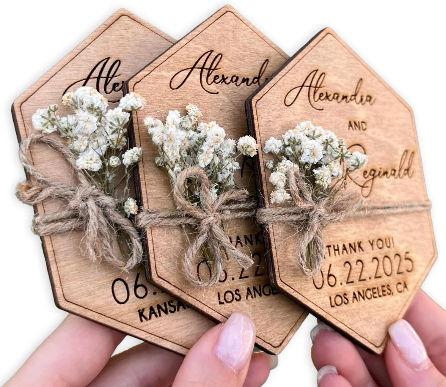 Wooden-Floral Personalized Wedding Favors for Guests