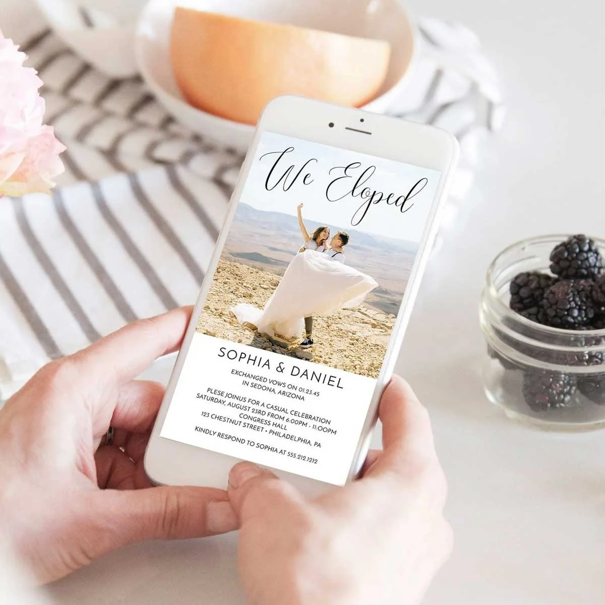 Editable We Eloped Digital Announcement