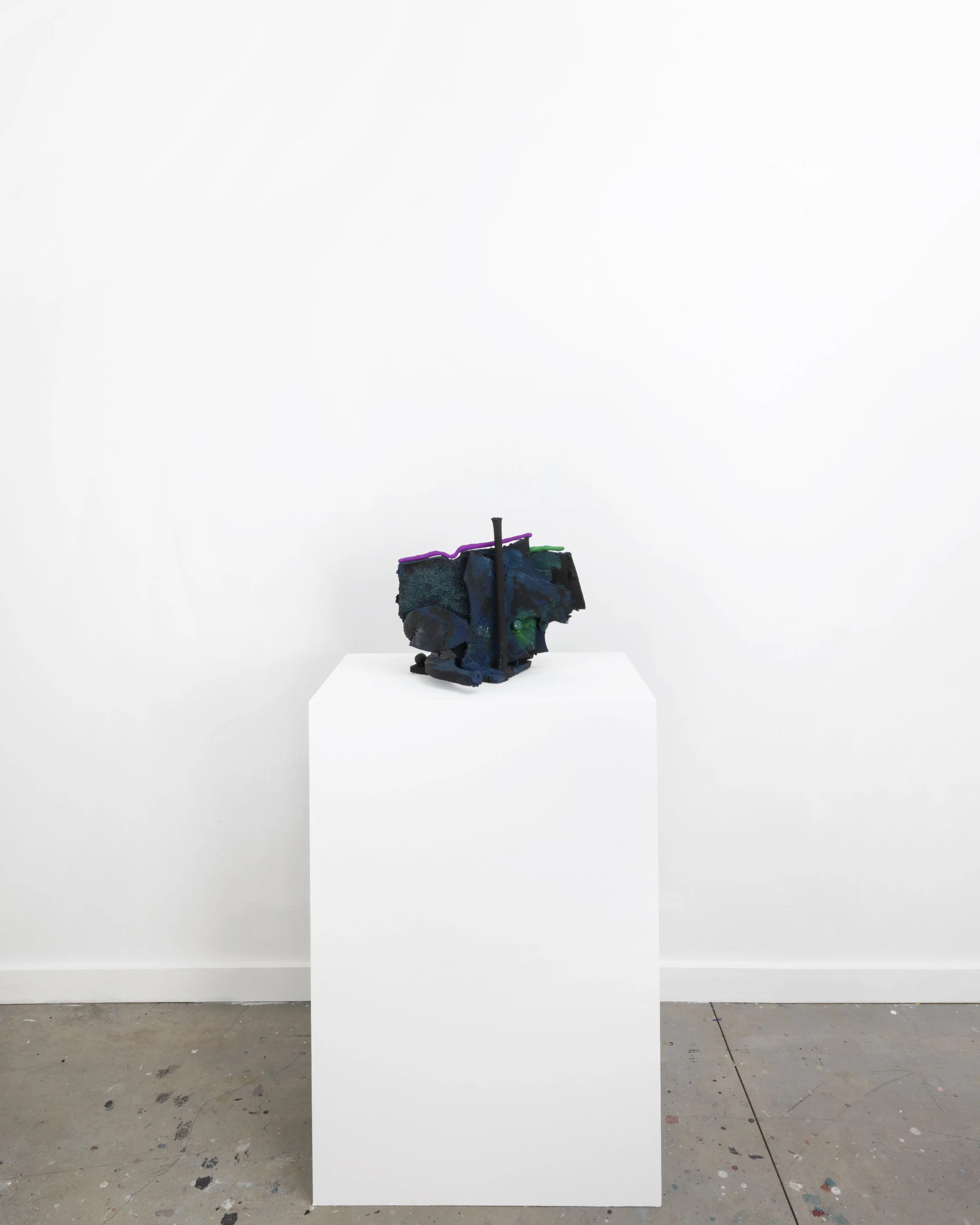 “Variations On a Composition In a Space (Unfinished Sentence Two)” 2021 Wood, Aqua Resin, resin putty, glass gel, fiberglass, plaster, polymer clay, Flashe acrylic, copper. 17 x 15 x 14 Inches