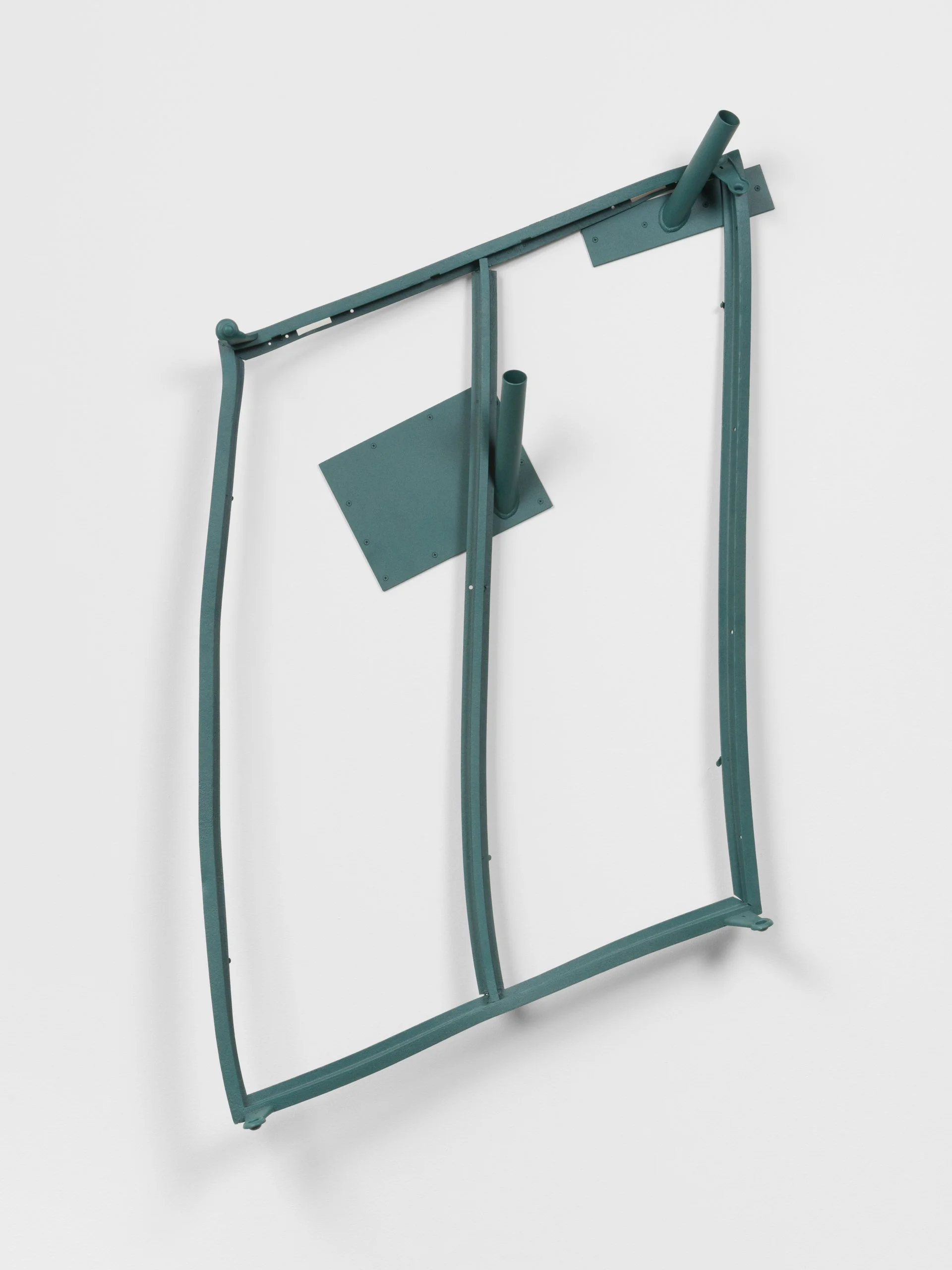  “Sculpture for Split Void”  2025  Powder coat steel, acrylic gouache, screws  37 x 64 x 10 inches 