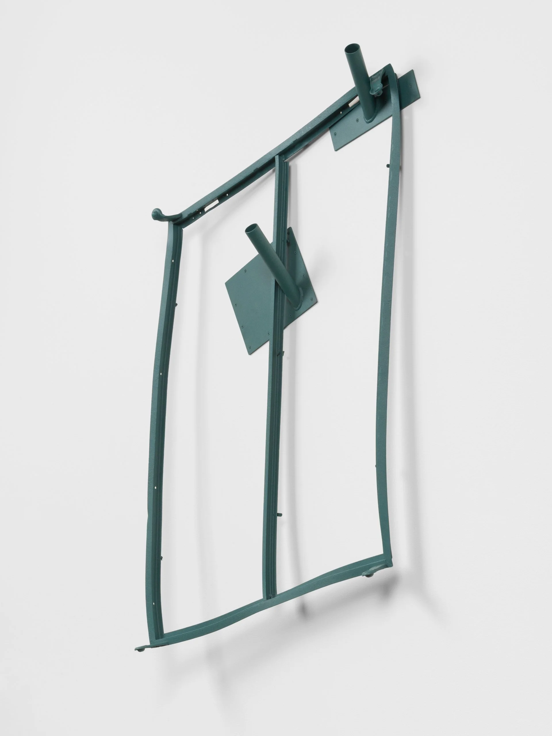  “Sculpture for Split Void”  2025  Powder coat steel, acrylic gouache, screws  37 x 64 x 10 inches 