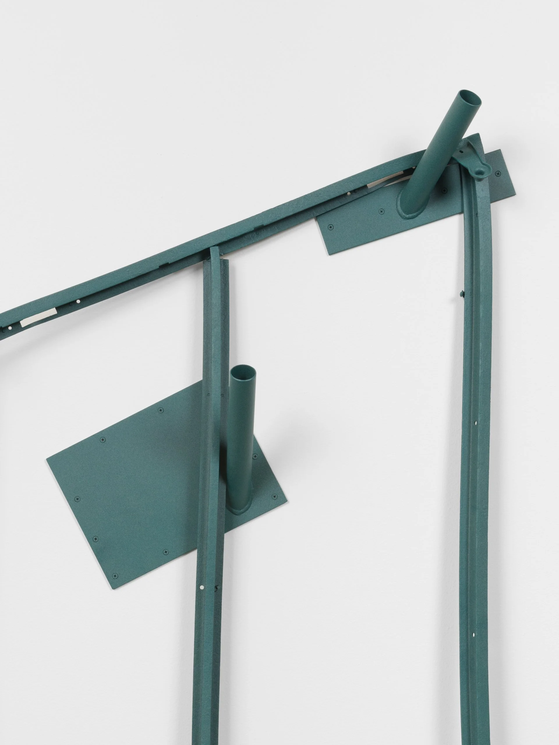  “Sculpture for Split Void” - detail  2025  Powder coat steel, acrylic gouache, screws  37 x 64 x 10 inches 