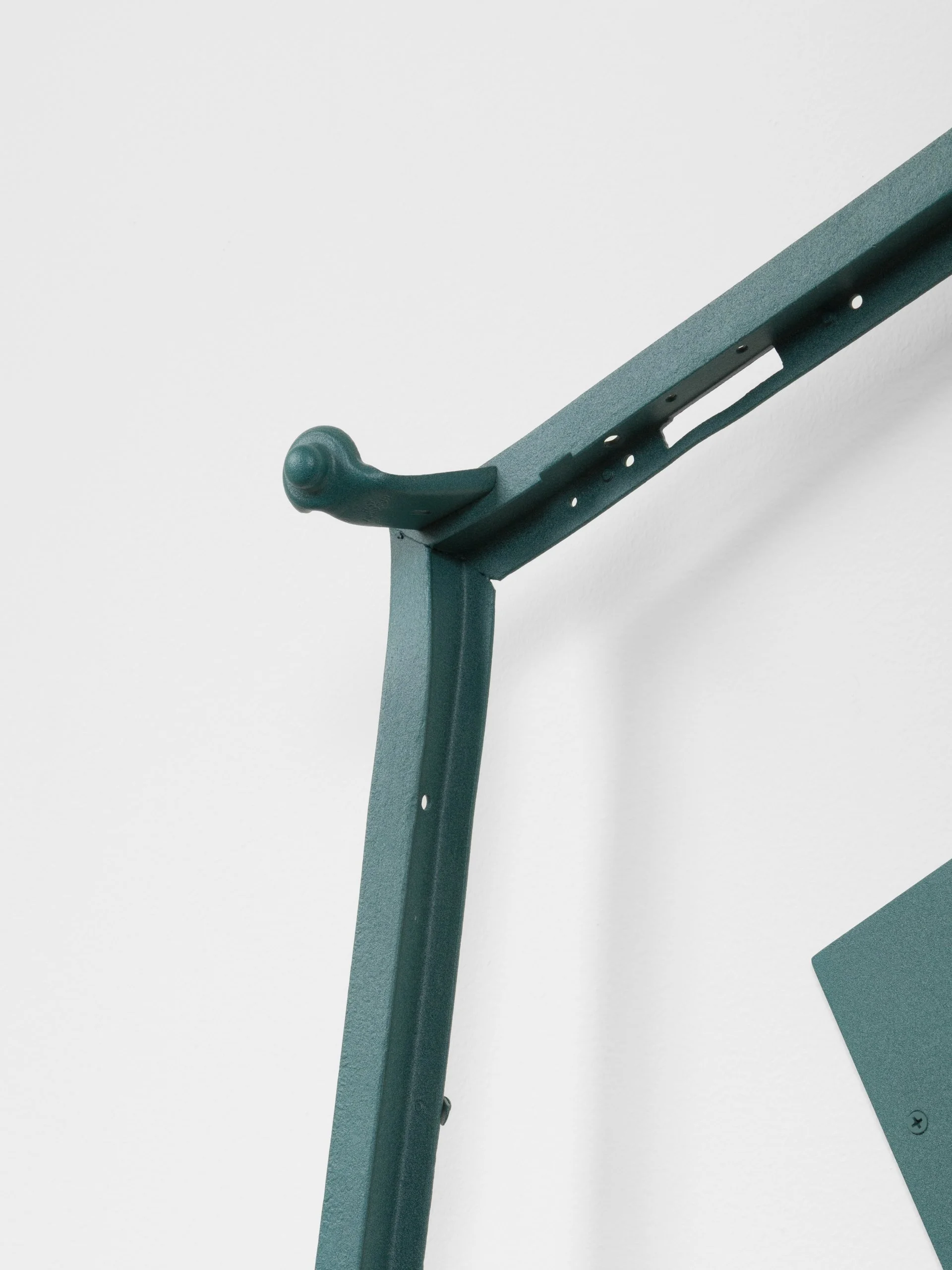  “Sculpture for Split Void” - detail  2025  Powder coat steel, acrylic gouache, screws  37 x 64 x 10 inches 