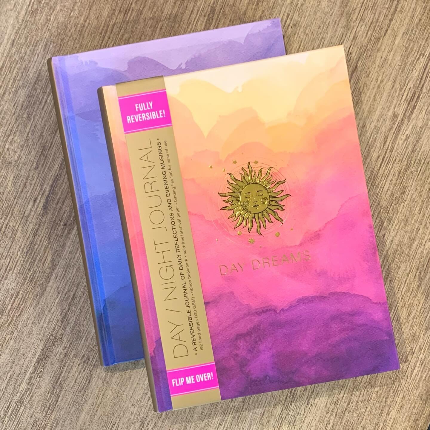 This beautiful dream journal is two in one. Day dreams on the front half &amp; flip it for night dreams. Pages are soft yellow sunshine in the day and muted purple moon in the night side. So pretty ☀️🌙