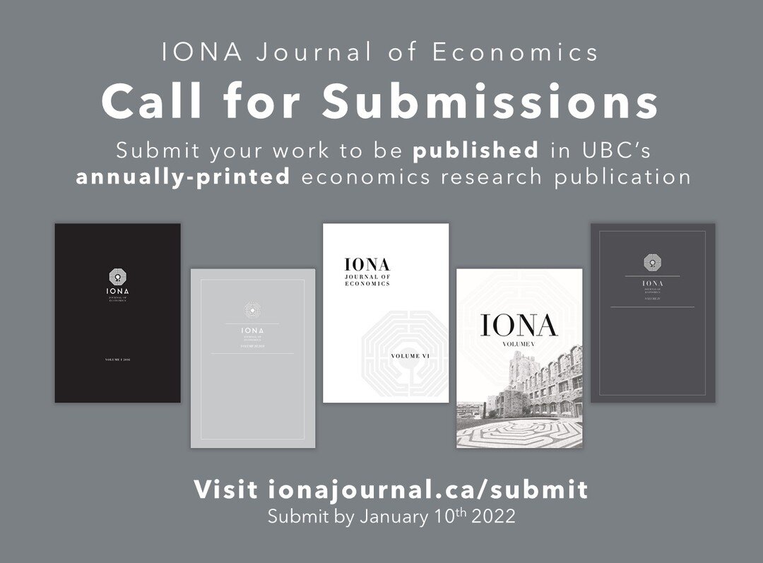 Submit your research to be published in the IONA Journal of Economics, UBC's annually-printed economics research publication. Our call for submissions has OPENED to be published in Volume VII!

If you are currently writing or have written a research 