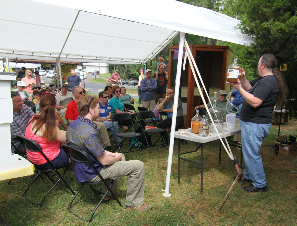 Ben teaching a home mead making demo.
