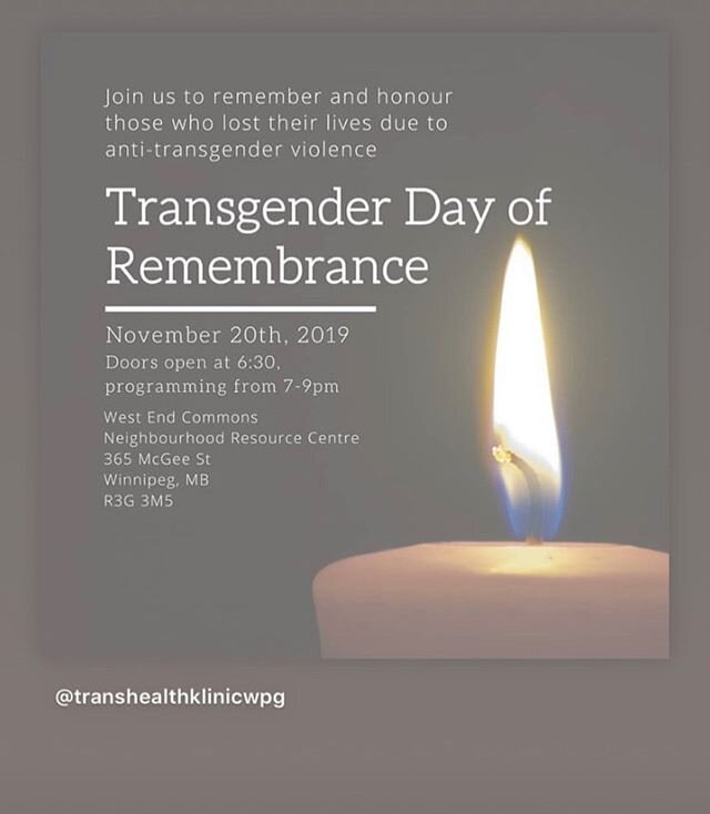 This is happening tonight. Trans and two-spirit people deserve safety in our communities. Honouring and remembering. #TDOR
