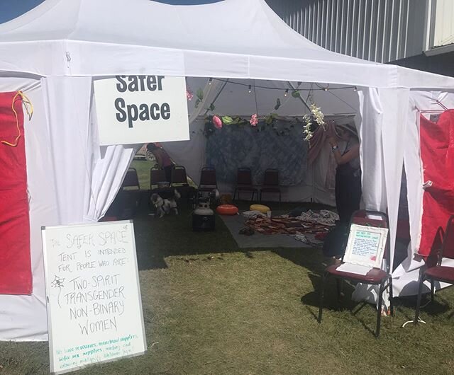 Thank you to all of our amazing volunteers who made our anti-oppressive safer space so welcoming and supportive all weekend! We enjoyed creating this sweet space at harvest moon festival. @ainerois @sarahwapisiw @harvestmoonfestival2019