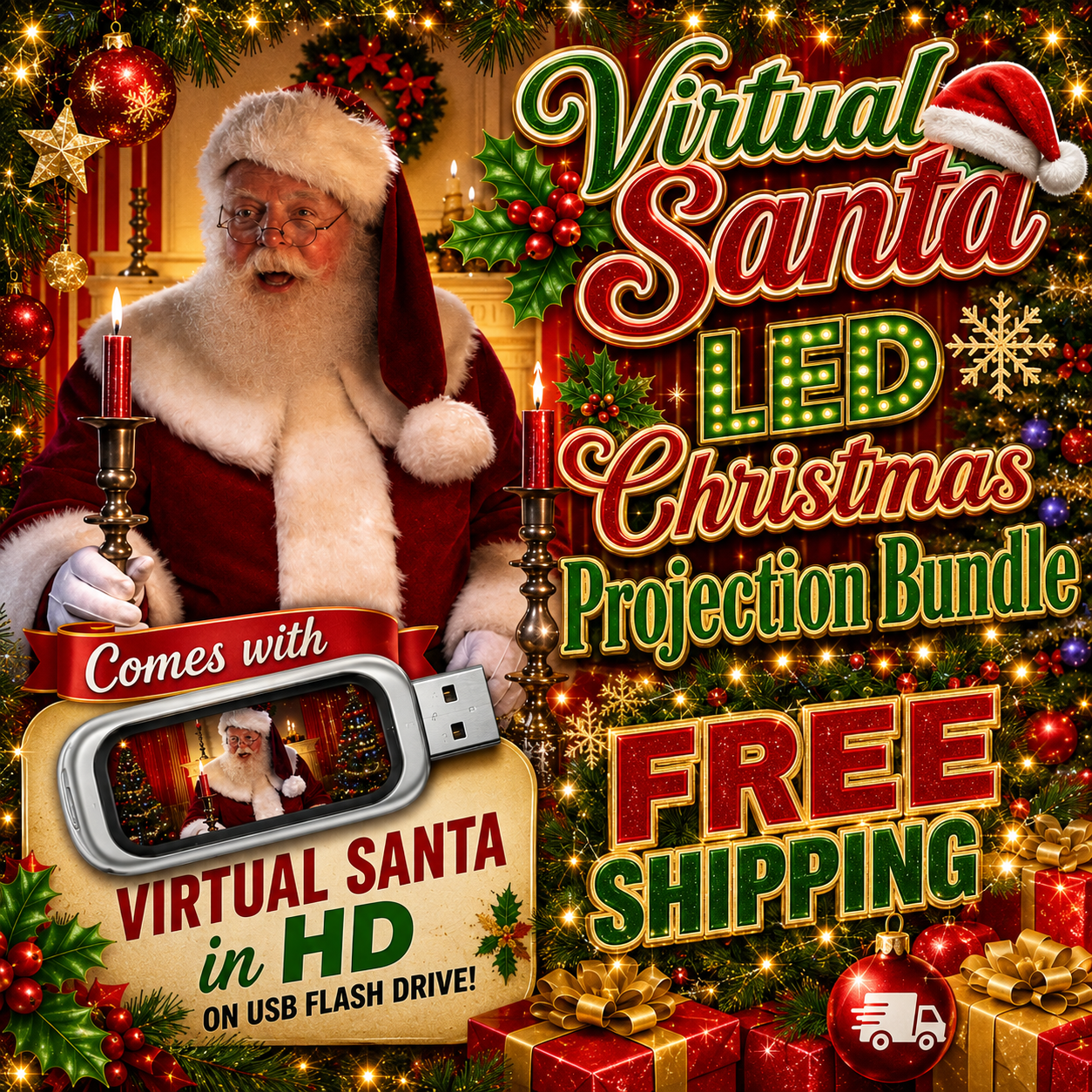 Virtual Santa LED projector bundle