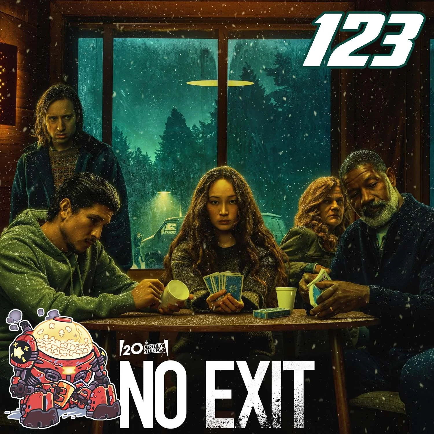 Let's Movie Podcast Covers No Exit from 20th Century Fox and Hulu
