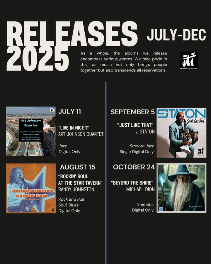 🎶 2025 Release Lineup (July&ndash;December) 🎶
We&rsquo;re thrilled to unveil a powerful second-half lineup of diverse musical journeys, from jazz and soul to thematic soundscapes. Each release is a digital gem from incredible artists who transcend 