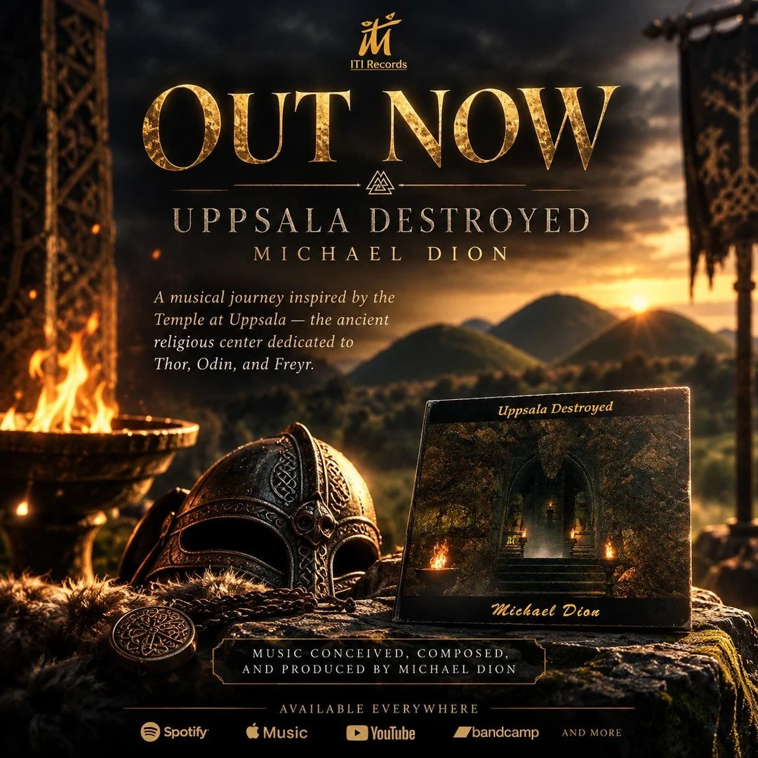 🛡️ OUT NOW

Now Available!

Uppsala Destroyed by Michael Dion is available now.

Inspired by the historic Temple at Uppsala, the ancient center dedicated to Thor, Odin, and Freyr, this release brings to life a story rooted in Sweden's religious, pol