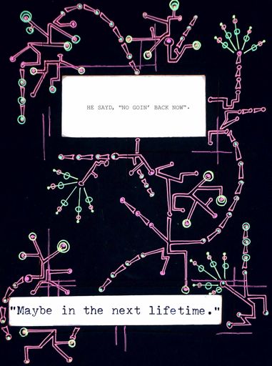 "Maybe in the Next Lifetime", 2008, drawing on mat board with typewritten text, 18x31cm