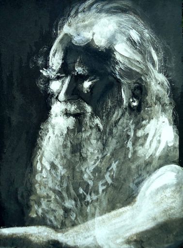 "Old Man", 2007, drawing on roofing tar, 45x70cm