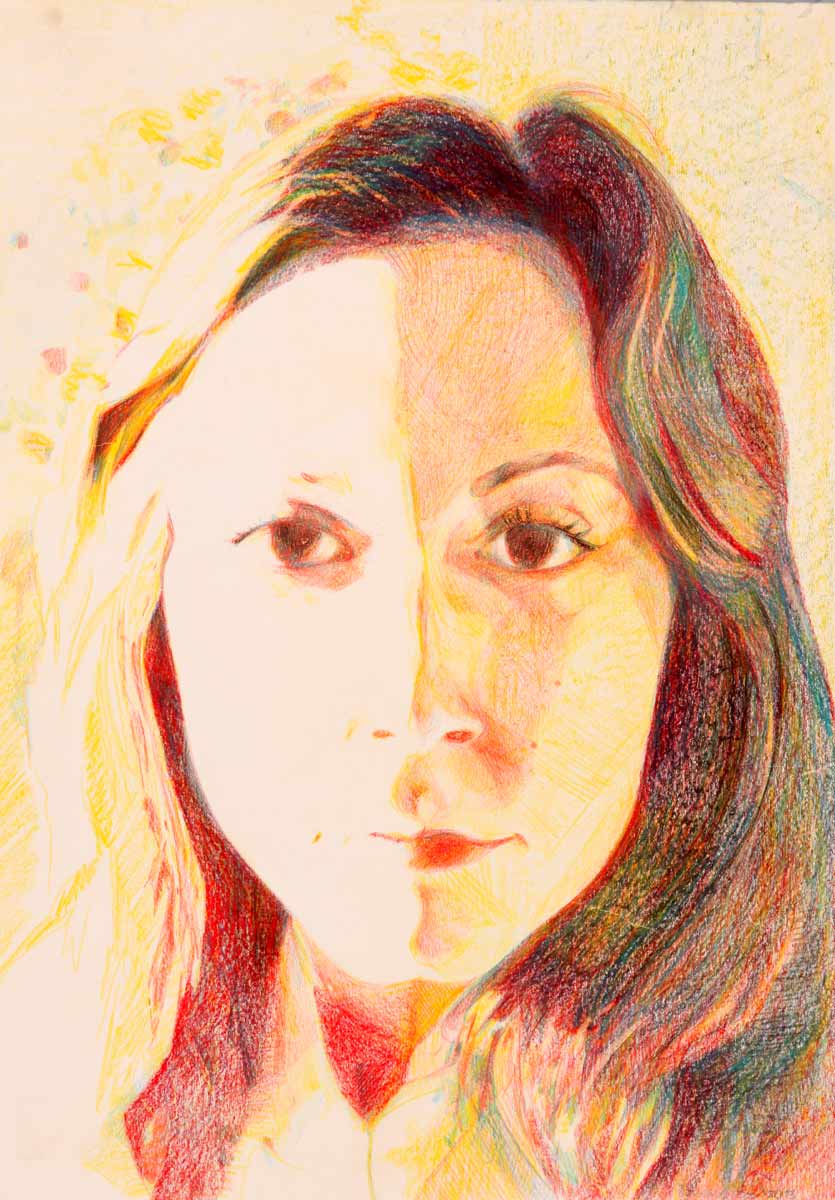 Self Portrait, CMYK colored pencil drawing, 43x67cm