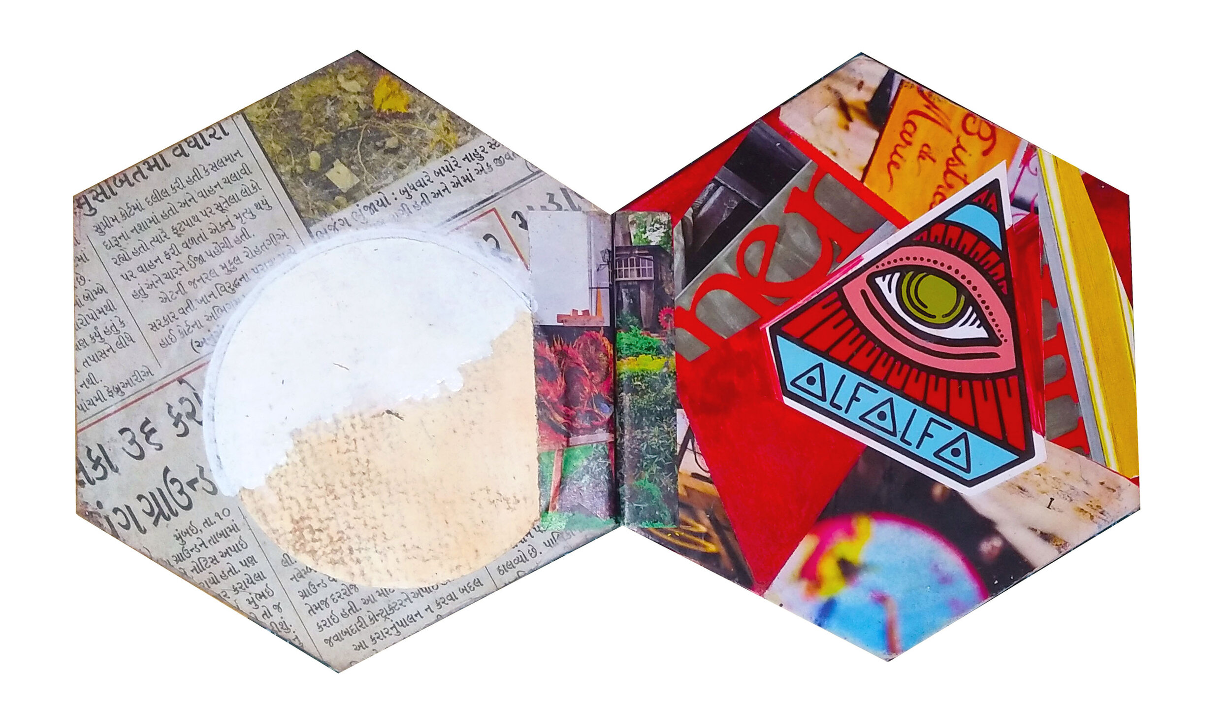 "All Over the Place" Hardback book, 14x14cm, mixed media and collage on paper, 2020