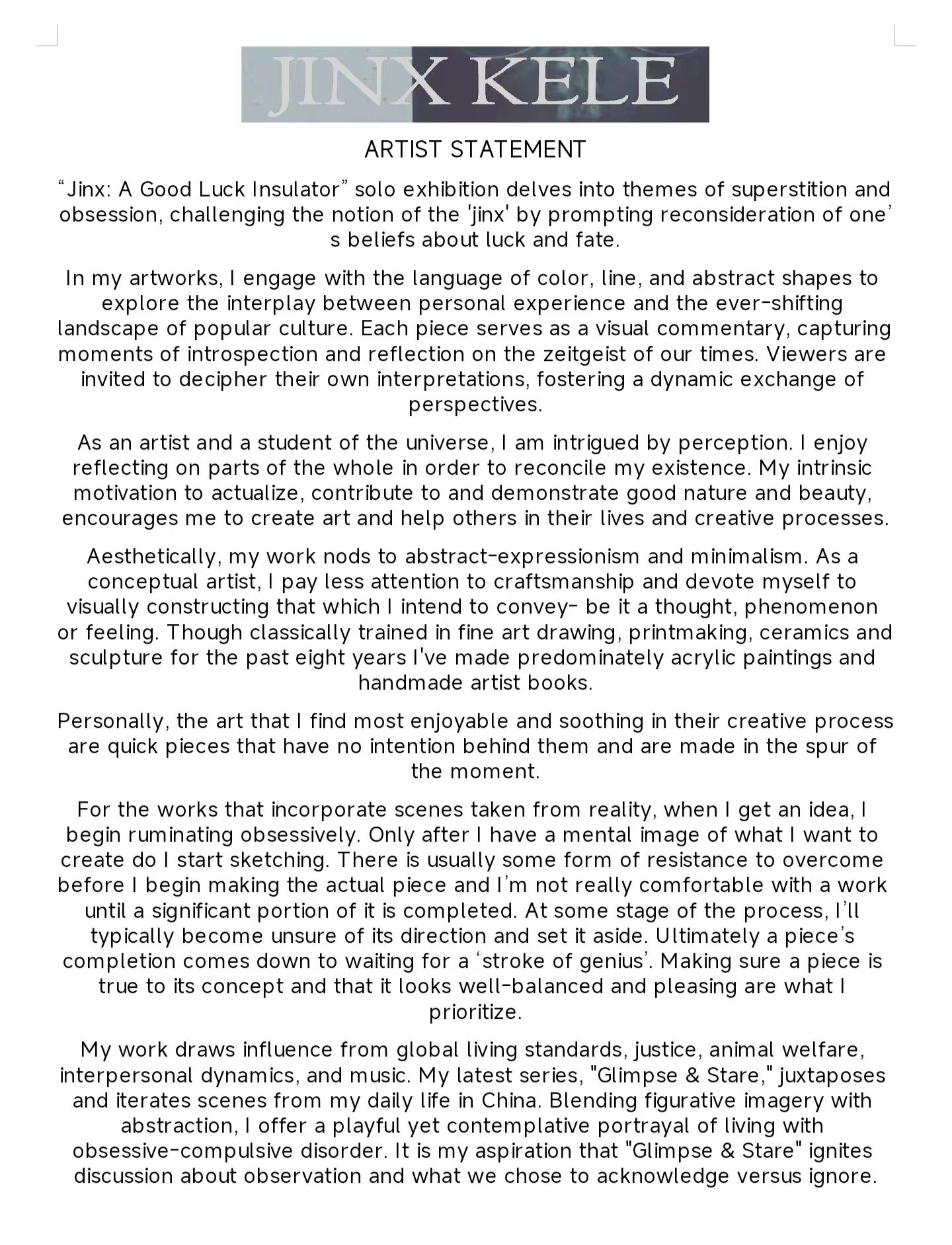 Artist Statement