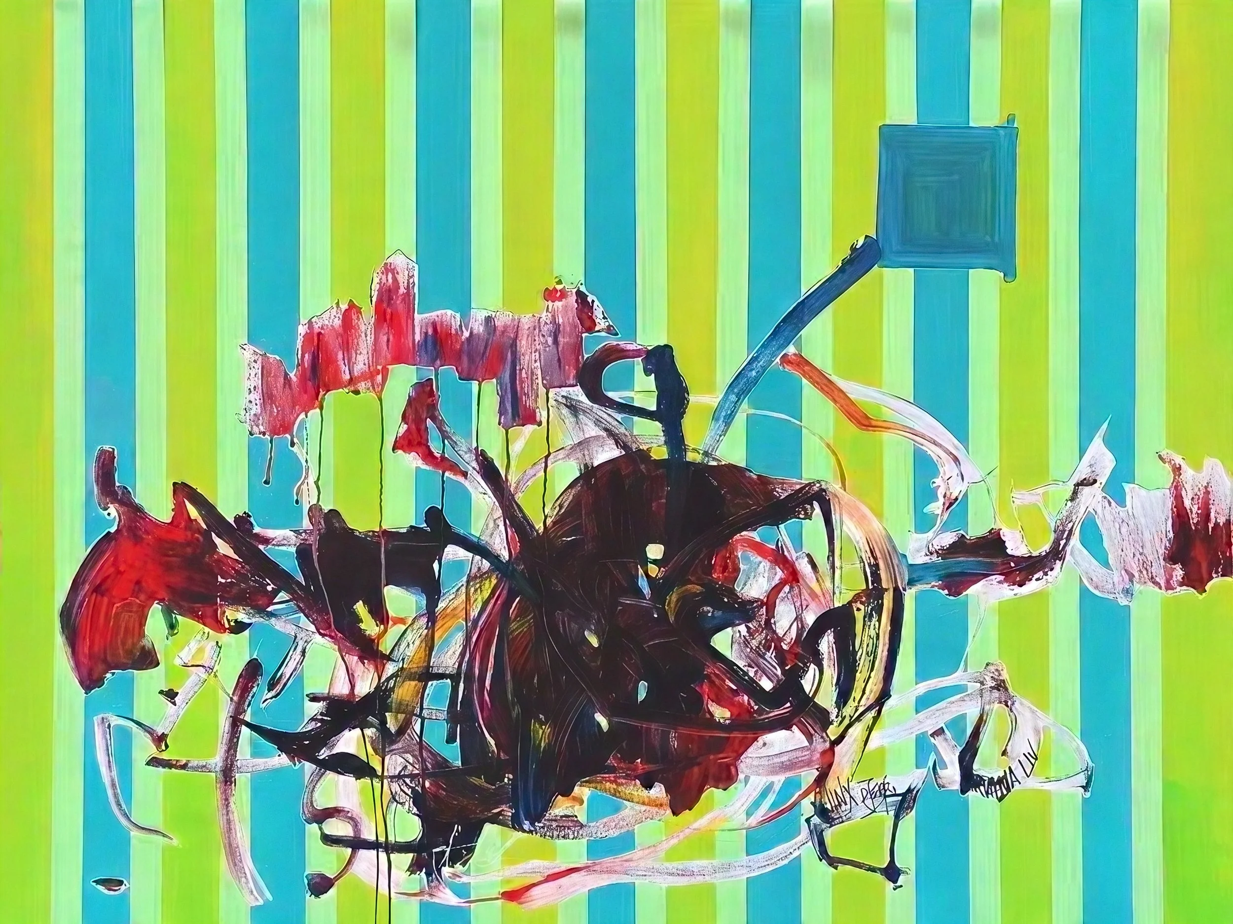 "P is for Pico", 2025, mixed media on canvas, 120x90cm