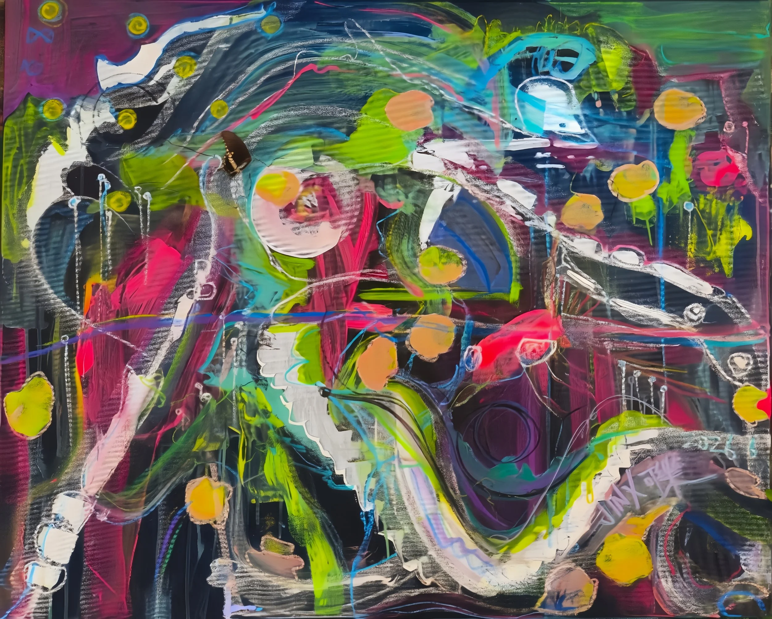 "Make a Wish", 100x80cm, mixed media on canvas with oil pastels and a real butterfly (rip)