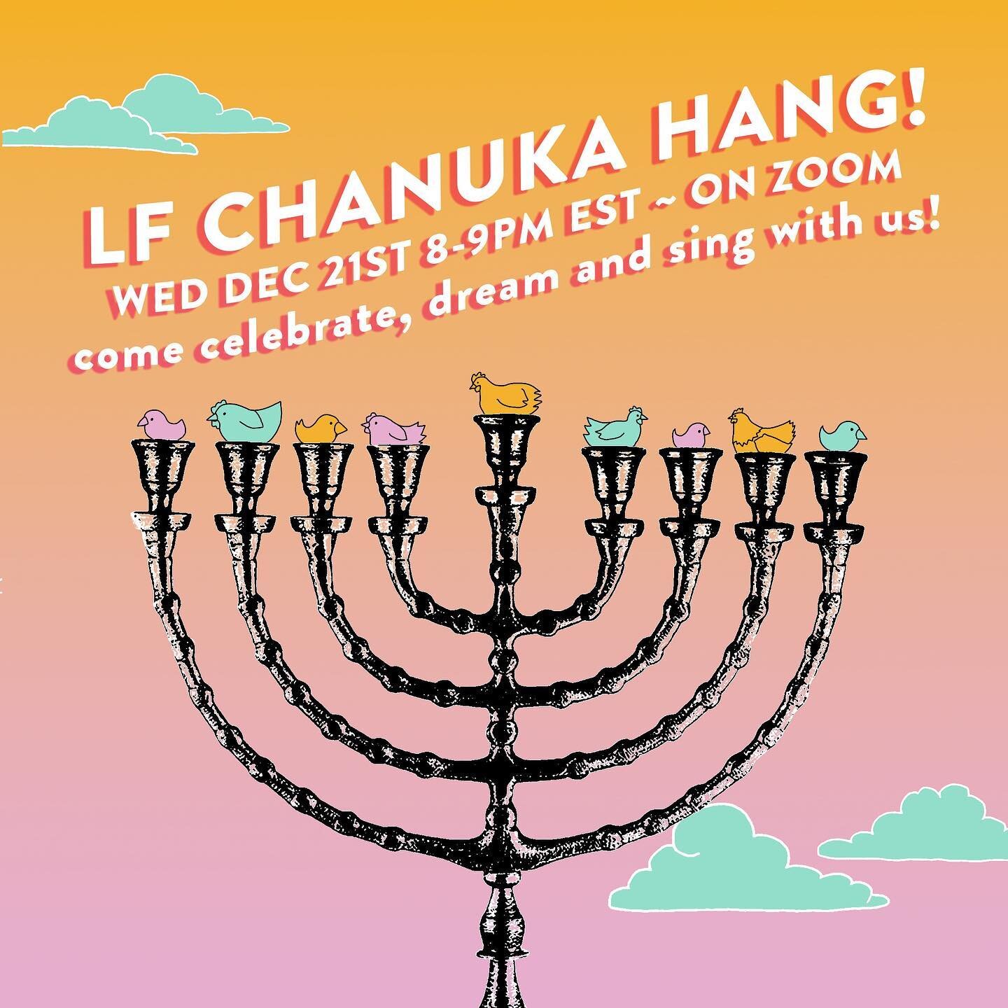 🕯️ Chanuka is upon us! 🕯 

&amp; we&rsquo;re excited to gather virtually one more time in celebration, to sing and dream with you by the light of these holy candles. 

Join us with your menorahs this coming Wednesday, December 21st from 8pm - 9pm E