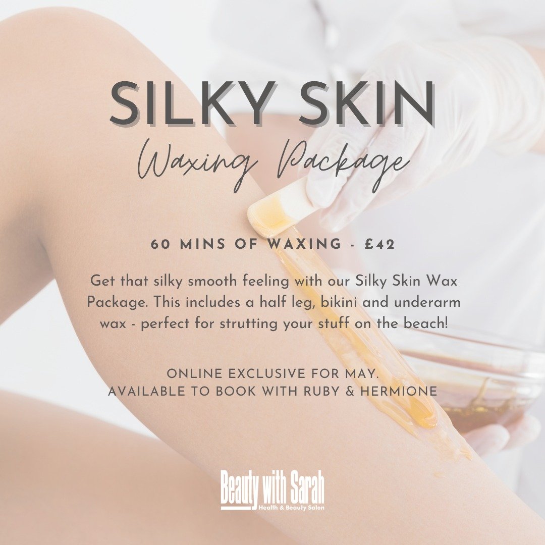Hey babes, are you beach ready? ☀️

Holiday season is creeping up (can you believe it?!) Get that silky smooth feeling with our Silky Skin Wax Package. 

This includes a half leg, bikini and underarm wax - perfect for strutting your stuff on the beac