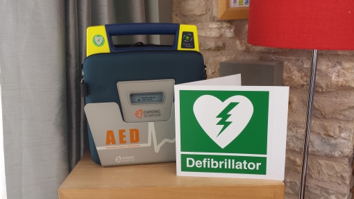 Folly Farm's defibrillator kit.