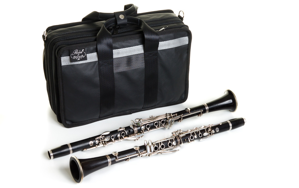 Reed and Squeak Compact Double Case in Black lItalian Leather