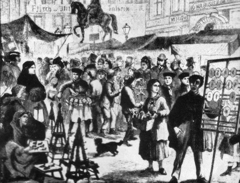 Berlin Christmas market,1874, in The Illustrated London News 3.1.1874
