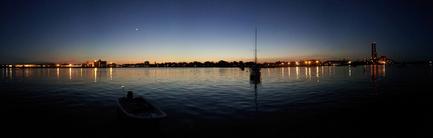 A nice panoramic of Salem harbor the night the boat was put in.