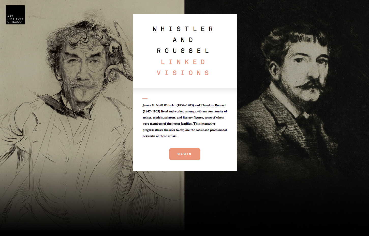 Web project about artists James Whistler and Theodore Roussell and their interwoven artistic networks.
