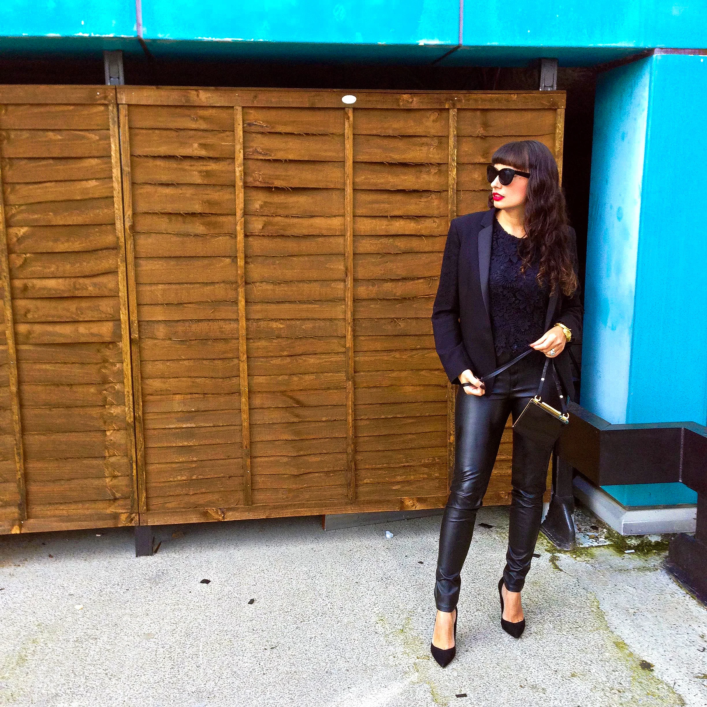 Leather Trousers and Lace Top