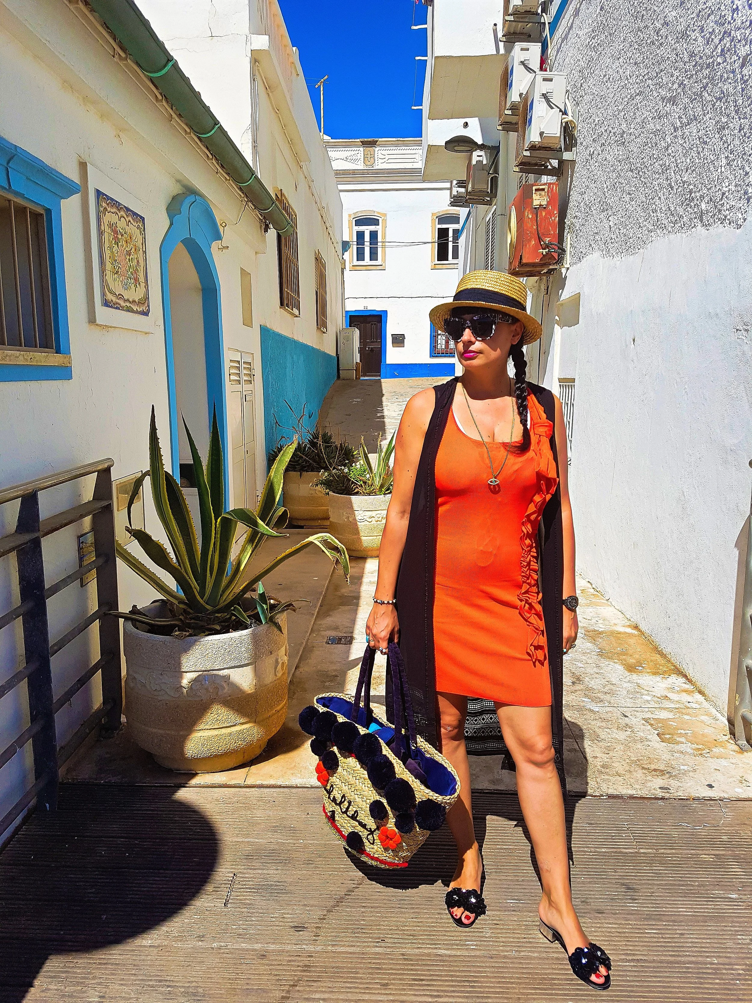 Holidays in Algarve, Portugal - Orange Dress
