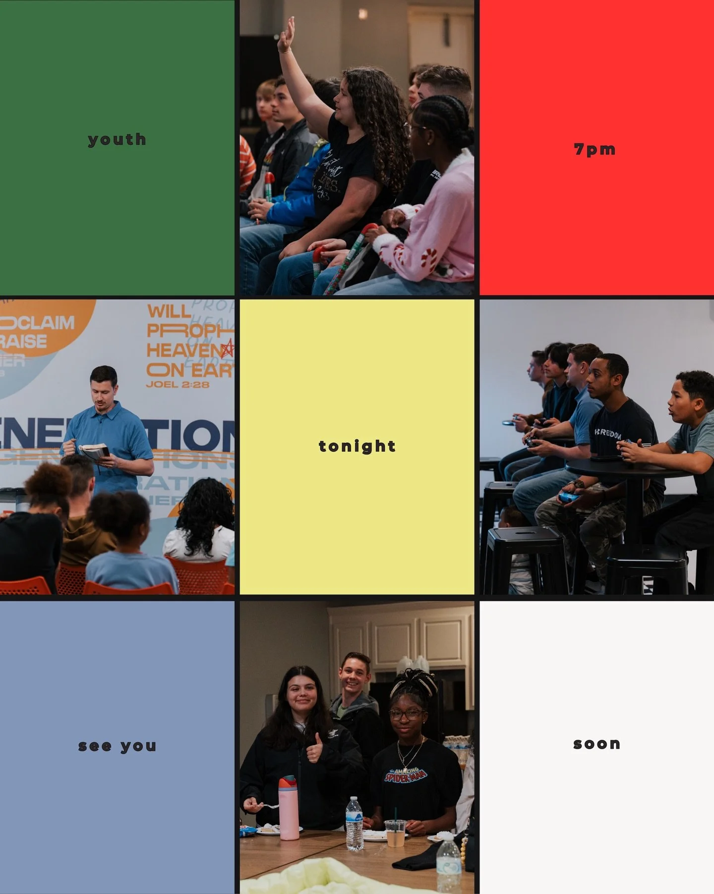 Grab your friends and be at youth tonight at 7pm💯