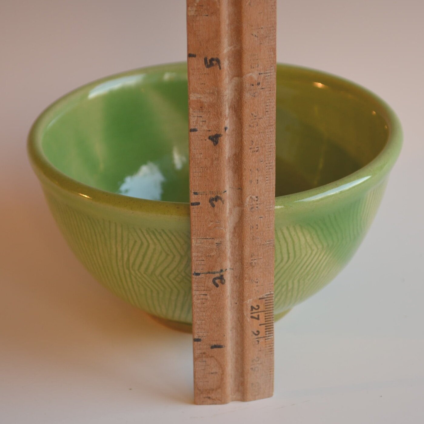Small Green Bowl with Exterior Texture — Amy Brenner Pottery