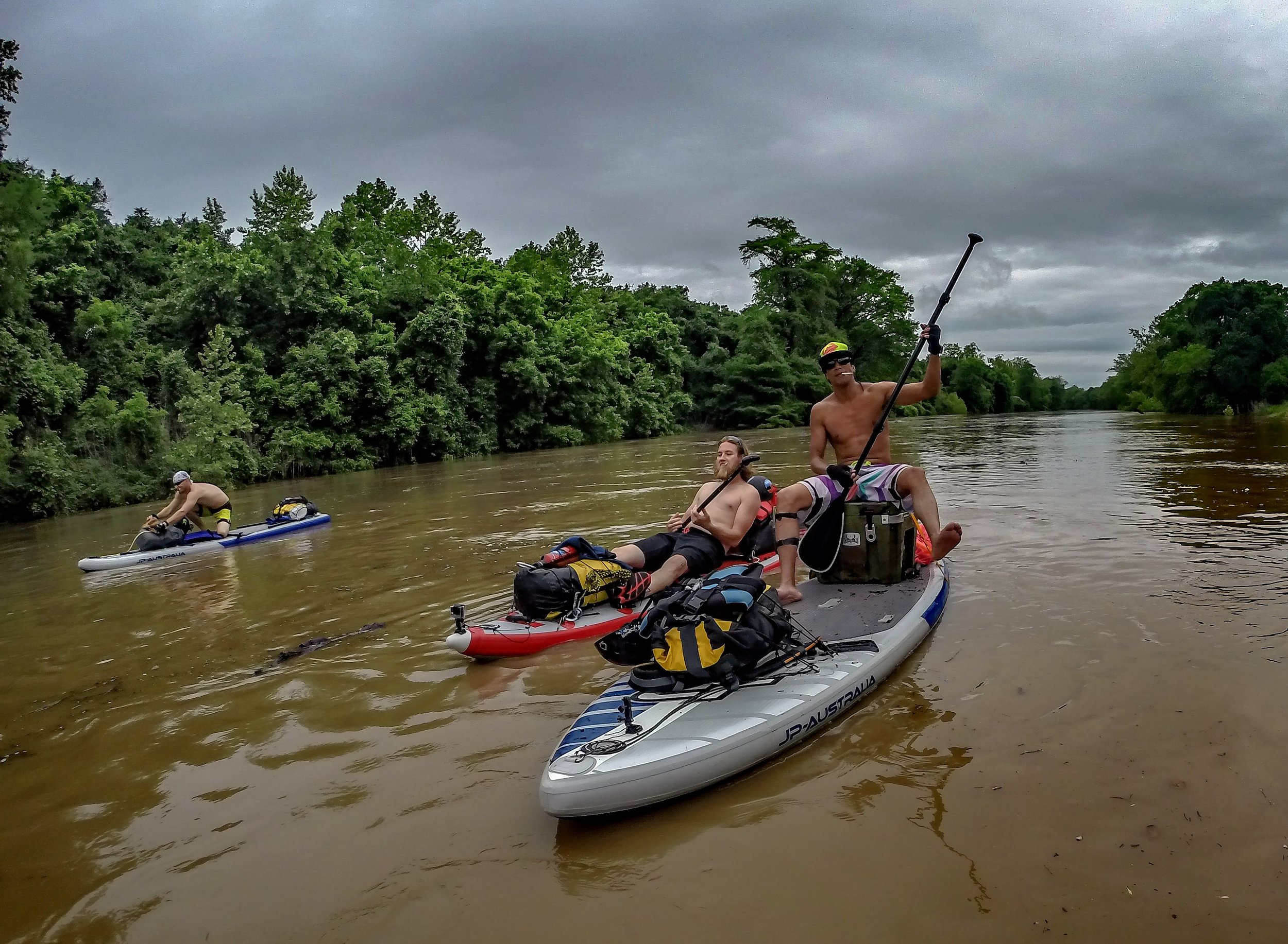  Little paddle jam session on our 100 mile stand up paddle trip